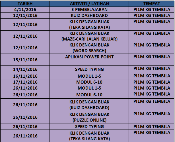 JADUAL AKTIVITI NOV 2016