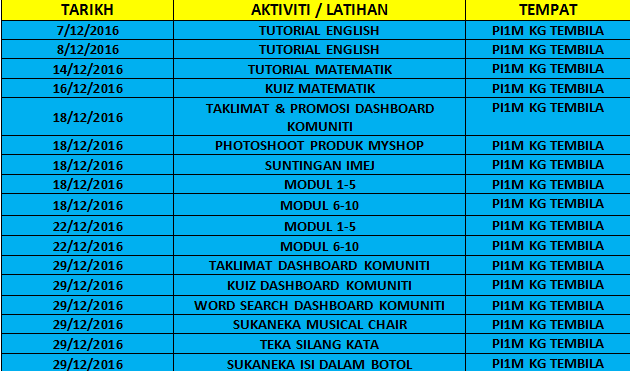 PORTAL JADUAL AKTIVITI DISEMBER 2016